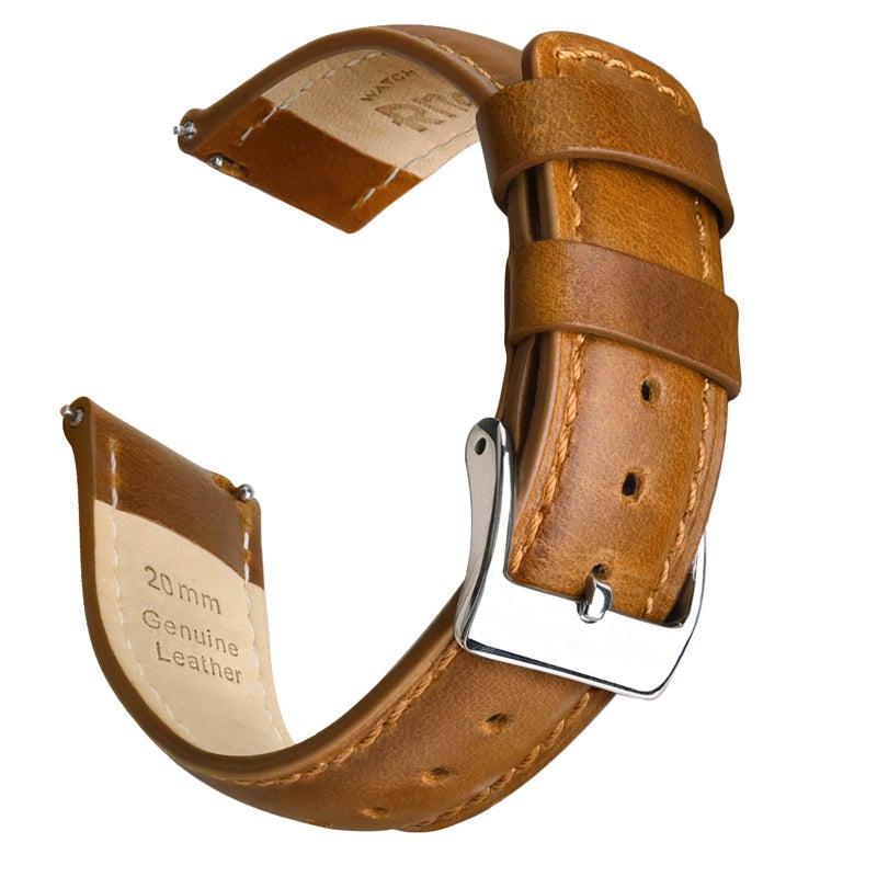 Ritche Christmas Gift Genuine Leather Watch Band 22mm Classic Vintage Quick Release Leather Watch Strap (Toffee Brown), White Elephant Gifts, Stocking Stuffers for Men - Image 1